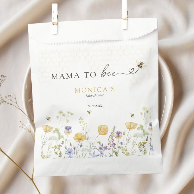 Sacolinha Mamãe para o Chá de fraldas de Jardim Russo de Flo (mama to bee baby shower favor bags meadow wildflowers )