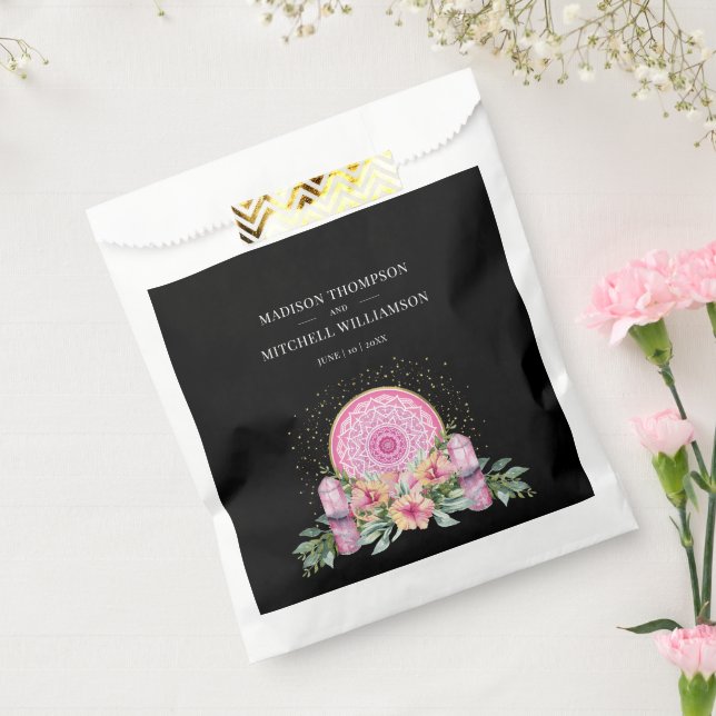 Sacolinha Mandala Floral Rosa Cristais Casamento Metafísico (Selado)