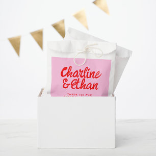Sacolinha Manuscrito Pink Pastel Favorito de Casamento Retro