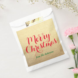 Sacolinha Mão Dourada Vermelha de Natal Personalizada