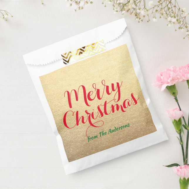 Sacolinha Mão Dourada Vermelha de Natal Personalizada (Selado)