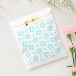 Sacolinha Margarida delicada branca e turquesa, padrão de po