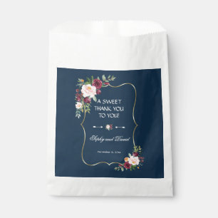 Sacolinha Marinho Blue Burgundy Casamento Dourado Floral OBR