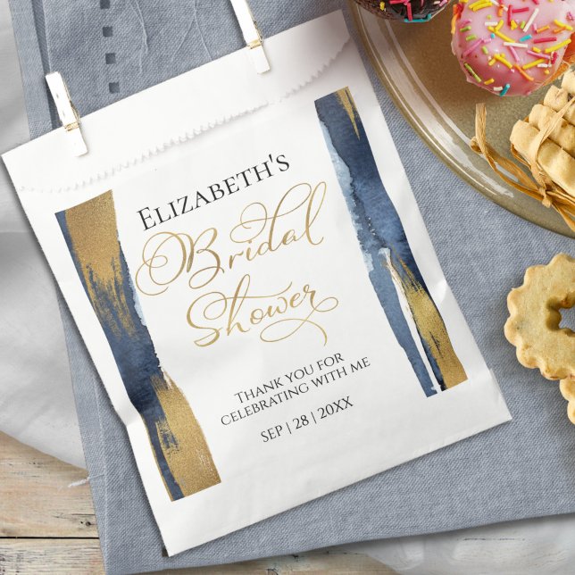 Sacolinha Marinho Dourado Chá de panela Azul Obrigado (Criador carregado)