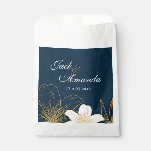 Sacolinha Marinho Moderno Blue Flor Chic Weding Favor Bag