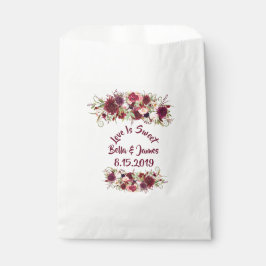 Sacolinha Marsala Red Burgundy Floral Chic Favor Bag