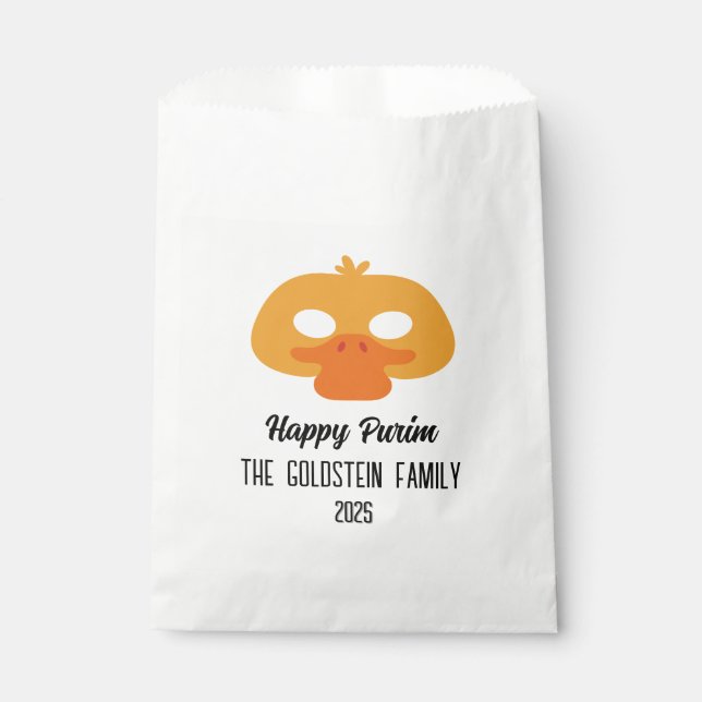 Sacolinha Mascarada de máscara de pato de Purim (Frente)