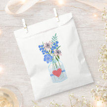 Masons Jar Blue Floral Favor Bolsas