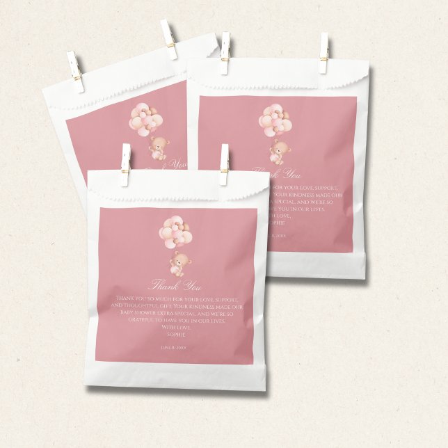 Sacolinha Mauve Pink Balloons, Cute Teddy Bear (Criador carregado)