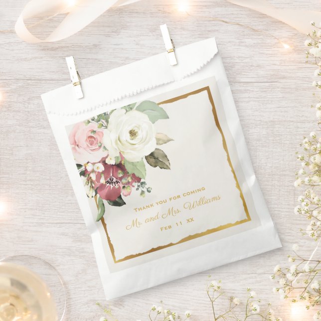 Sacolinha Mauve Pink White Florals Muito Obrigado, Senhor De (Cortado)