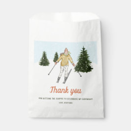 Sacolinha Menina Esquiando Nas Encostas Agradecimento De Ani