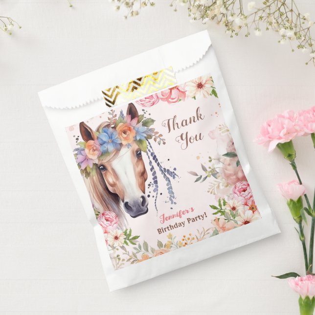 Sacolinha Meninas de Festa de aniversário de cavalos favorec (Selado)