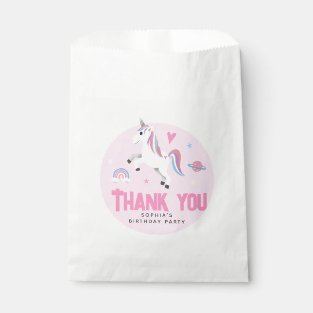 Sacolinha Meninas Fofas Unicórnio Arco-Íris Rosa (Frente)