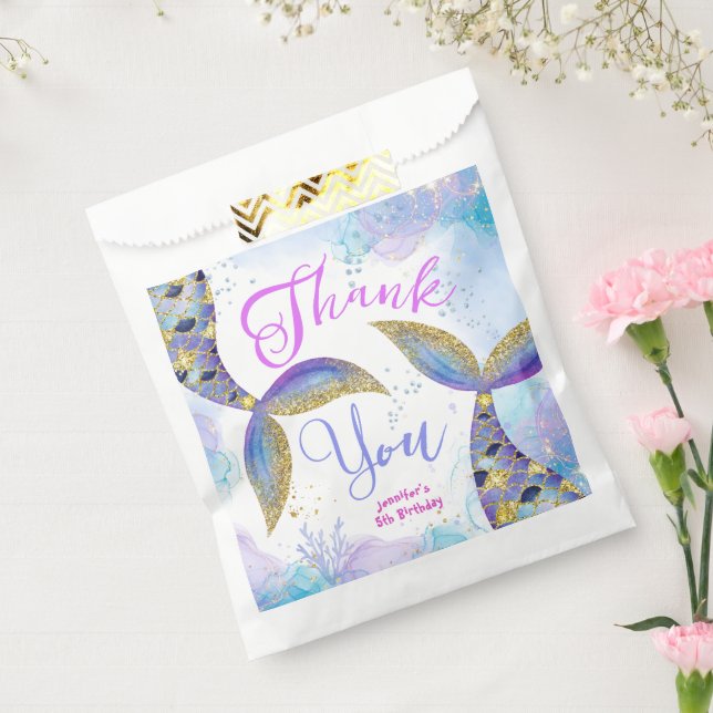 Sacolinha Meninas mergulham em cinco 5 de Sereia no aniversá (Selado)