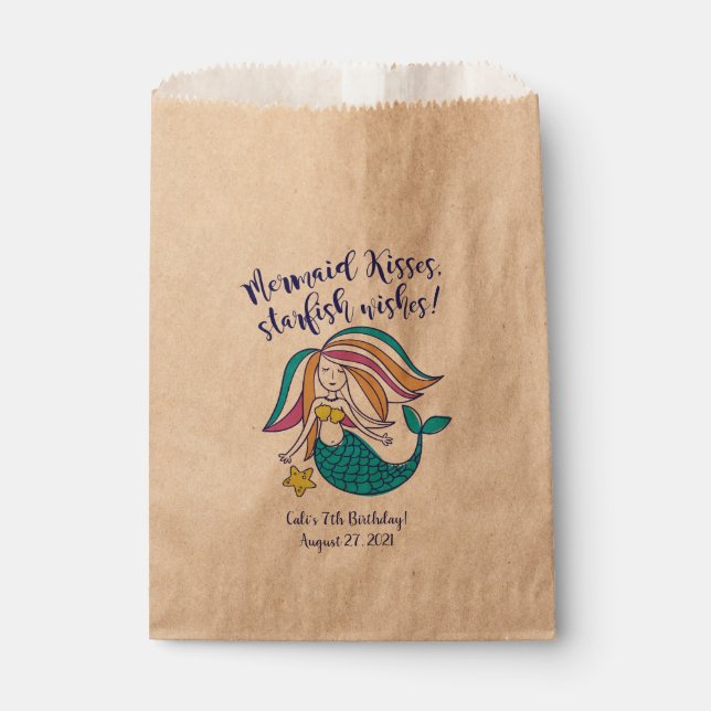 Sacolinha Mermaid Kisses Kraft Favor Bag (Frente)