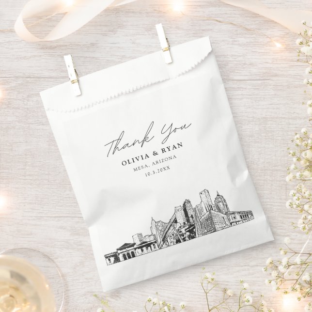 Sacolinha Mesa Wedding Skyline Personalizado Favor Bag (Cortado)