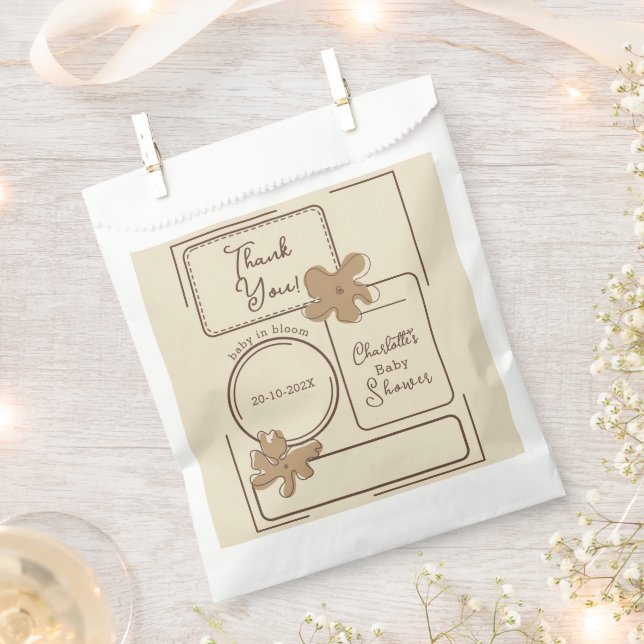 Sacolinha Minimalist Style Flower Notes Baby Shower (Cortado)