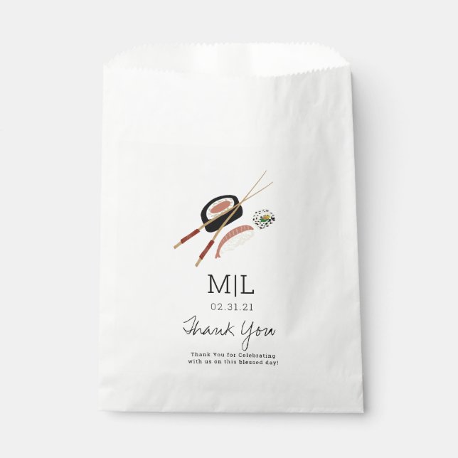 Sacolinha Minimalista Sushi Rolls Chopsticks (Frente)