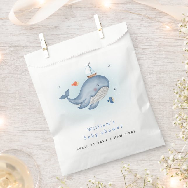 Sacolinha Mínimo sob o Chá de fraldas Nautica de Baleia (Cortado)