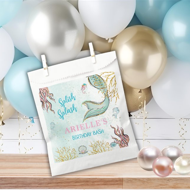 Sacolinha Mint Glitter Mermaid tail under the sea  (Criador carregado)