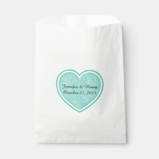 Sacolinha Mint Green Heart Favor Bag (Frente)