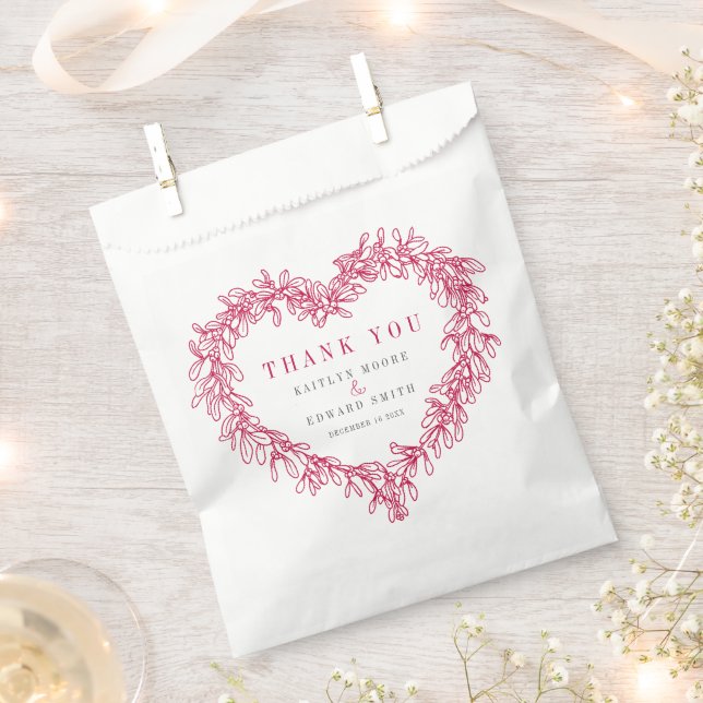 Sacolinha Mistletoline art Red White obrigado você (Cortado)