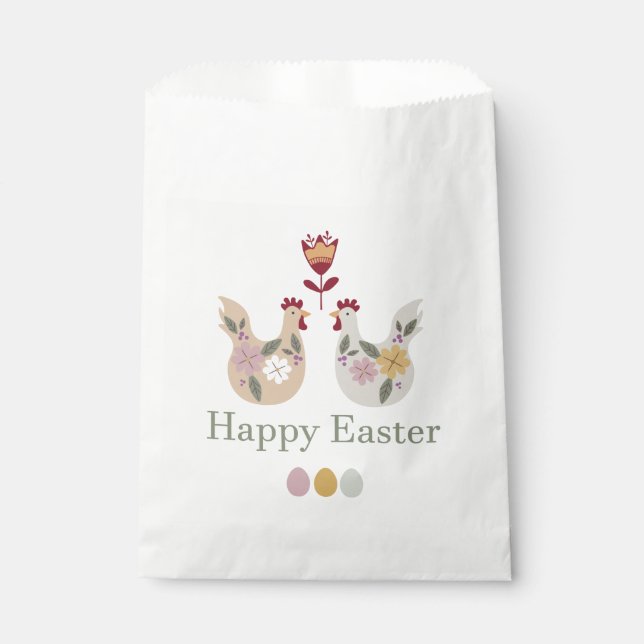 Sacolinha modelos felzs pascoa com ovos, flores, galinha (Frente)