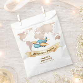 Sacolinha Modern Adventure World Map Airplane Baby Shower