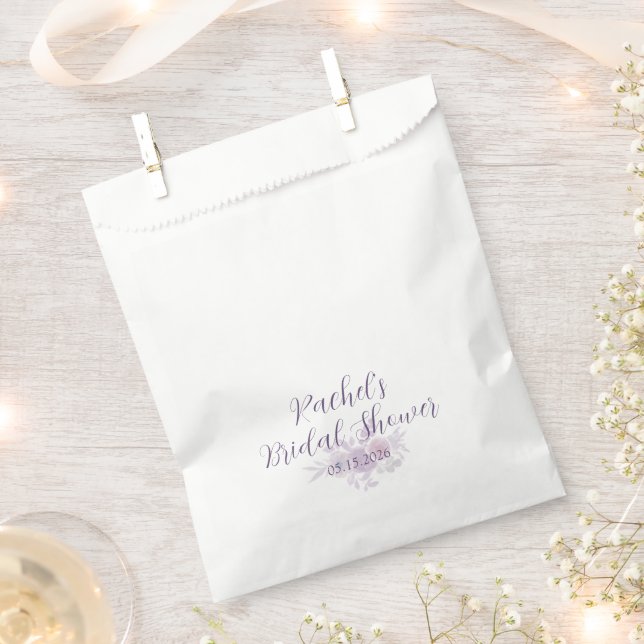 Sacolinha Modern Amethyst Watercolor Minimal Bridal Shower (Cortado)