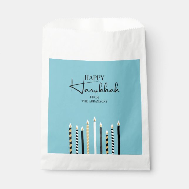 Sacolinha Modern Happy Hanukkah Candles Holiday Favor Bag (Frente)