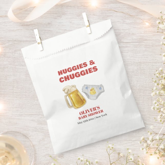 Sacolinha Modern Huggies Chuggies Beer Diaper Baby Shower  (Cortado)