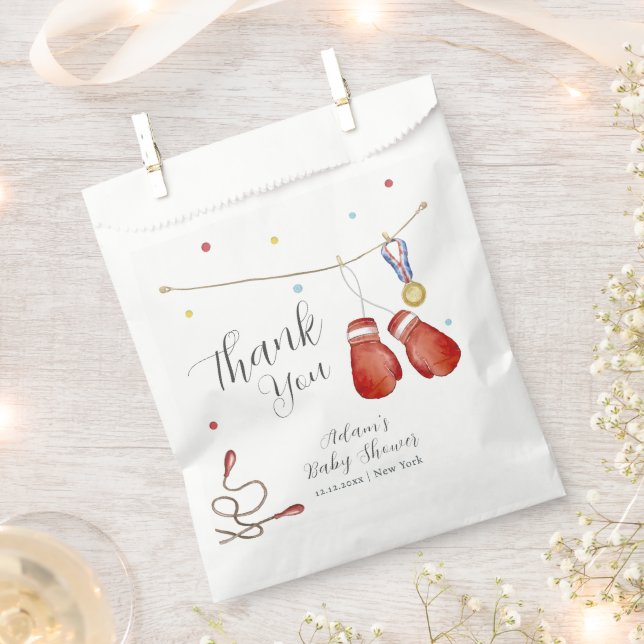 Sacolinha Modern Little Champion Boxing Sport Baby Shower (Cortado)