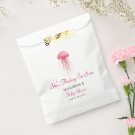 Sacolinha Modern Watercolor Pink Jellyfish Girl Baby Shower