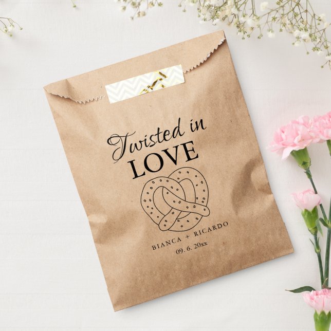 Sacolinha Modern We tied the knot pretzel favor bag wedding  (Selado)