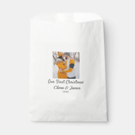 Sacolinha Moderno boho nossa primeira foto de Natal casal no