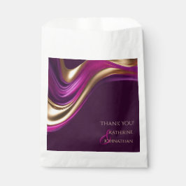 Sacolinha Moderno Casamento Roxo Fuchsia e Dourada