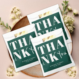 Sacolinha Moderno Emerald Green Bold Obrigado Festa de casam