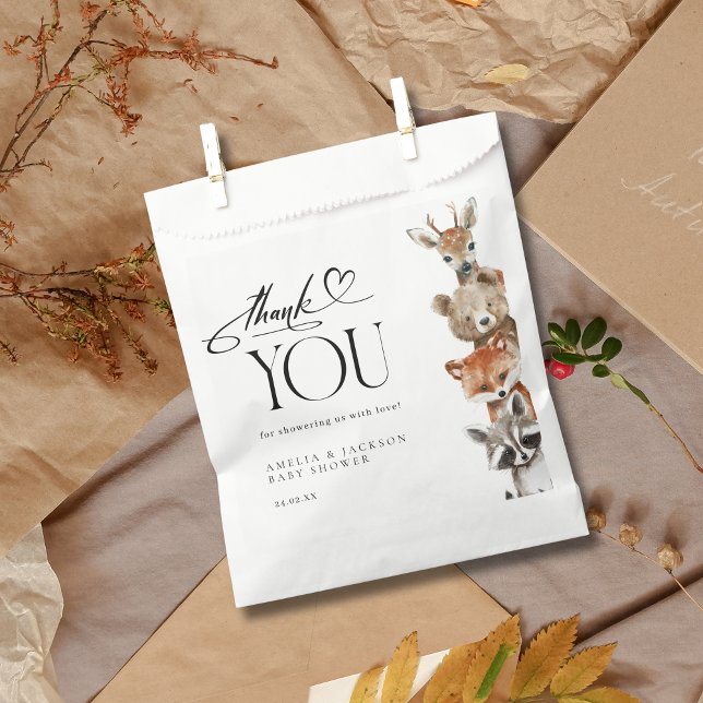 Sacolinha Moderno Woodland Watercolor Animais Obrigado (Criador carregado)