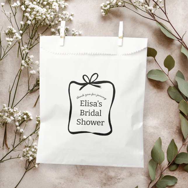 Sacolinha Moldura de Fita Elegante para Chá de Bebê de Noiva (Bow Ribbon Frame Elegant Bridal Shower CUSTOM Favor Bag
)