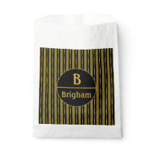 Monograma de Divisão Dourada de Faixa Preta Elegan