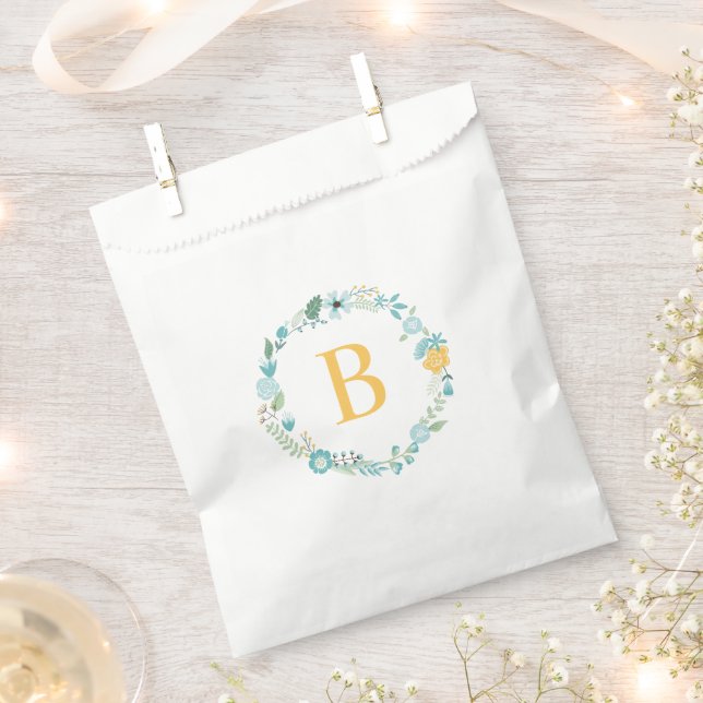 Sacolinha Monograma Personalizado de Terra Floral Amarela e  (Cortado)