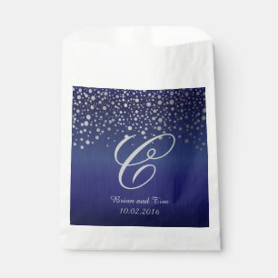 Sacolinha Monogramas de prata e pontos de confetti Azul-sa