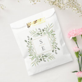 Sacolinha Monogramas Iniciais Casamento Foliar Verde