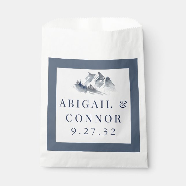 Sacolinha Montanha Nebulosa Azul Cinza Branco Elegante Borda (Frente)