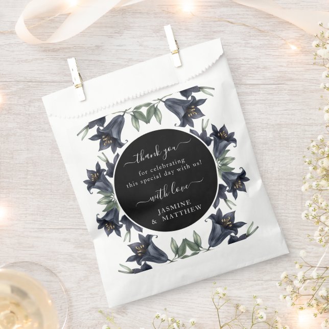 Sacolinha Moody Black Floral Classic Thank You Chic Wedding (Cortado)
