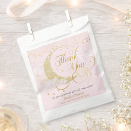 Sacolinha Moon and Stars Pastel Pink Baby Shower Thank You
