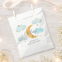 Sacolinha Moon & Stars Baby Shower Blue Clouds paper bag
