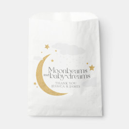 Sacolinha Moonbeams and baby dreams baby shower gray gold