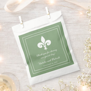 Sacolinha Moss Green Fleur de Lis Wedding Bolsas Favoráveis