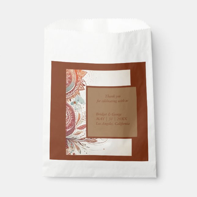 Sacolinha motivo de casamento tribal bege (Frente)